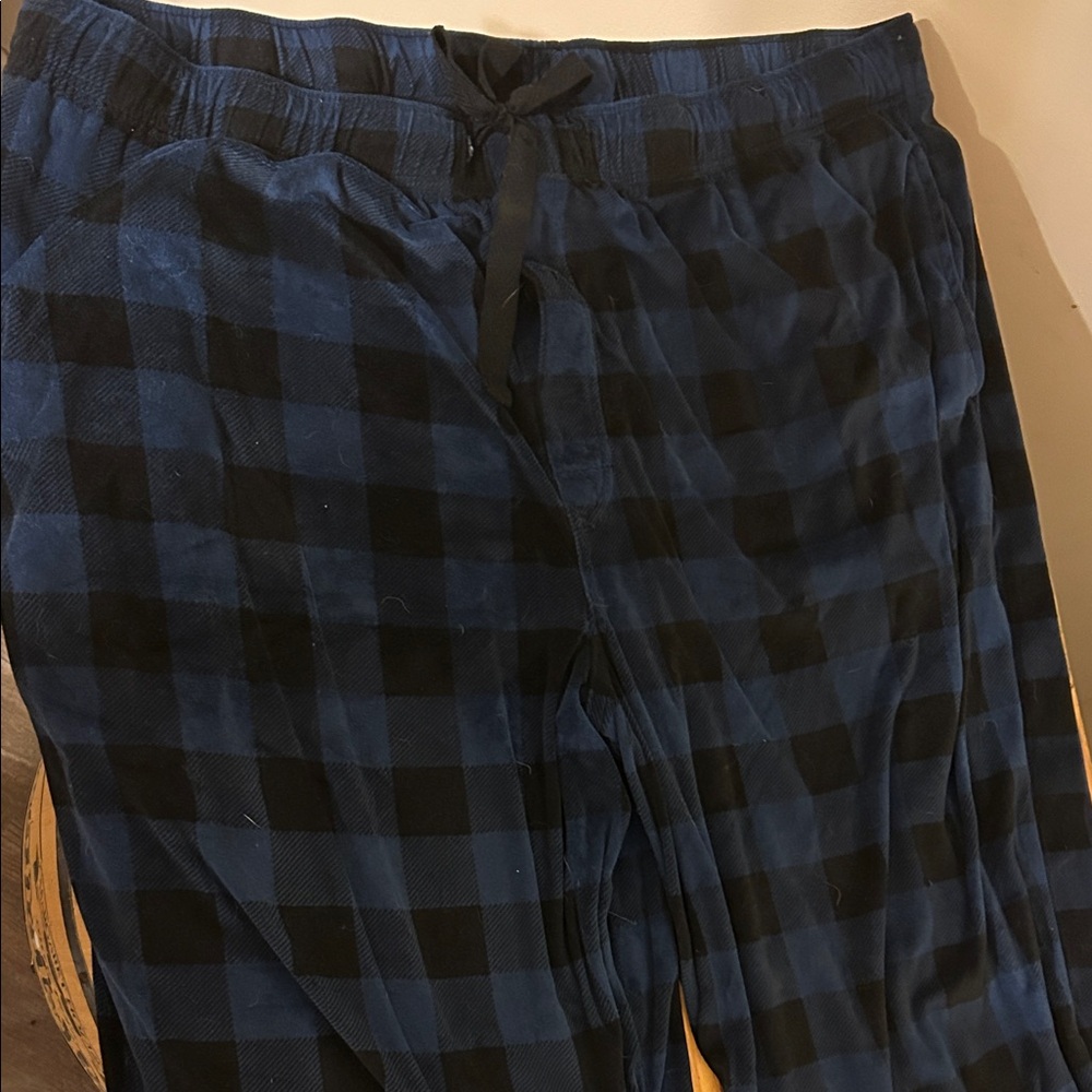 George Men's Blue and Black Checkered Joggers